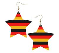 Orecchini alla moda in pelle a forma di stella, perfetti per decorazioni per feste o regali. Bandiera Germania bianca, One Size, Cloruro di polivinile rame argento, Nessuna pietra preziosa