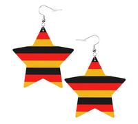 Orecchini alla moda in pelle a forma di stella, perfetti per decorazioni per feste o regali. Bandiera Germania bianca, One Size, Cloruro di polivinile rame argento, Nessuna pietra preziosa