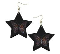 Orecchini alla moda in pelle a forma di stella, perfetti per decorazioni per feste o regali. Farfalla misteriosa bianca, One Size, Cloruro di polivinile rame argento, Nessuna pietra preziosa