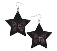 Orecchini alla moda in pelle a forma di stella, perfetti per decorazioni per feste o regali. Farfalla misteriosa bianca, One Size, Cloruro di polivinile rame argento, Nessuna pietra preziosa