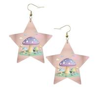 Orecchini alla moda in pelle a forma di stella, perfetti per decorazioni per feste o regali. Fungo in stile cartone animato bianco, One Size, Cloruro di polivinile rame argento, Nessuna pietra