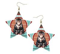 Orecchini alla moda in pelle a forma di stella, perfetti per decorazioni per feste o regali. La scimmia silenziosa bianca, One Size, Cloruro di polivinile rame argento, Nessuna pietra preziosa