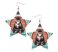 Orecchini alla moda in pelle a forma di stella, perfetti per decorazioni per feste o regali. La scimmia silenziosa bianca, One Size, Cloruro di polivinile rame argento, Nessuna pietra preziosa