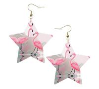 Orecchini alla moda in pelle a forma di stella, perfetti per decorazioni per feste o regali. Love Flamingo White, One Size, PVC Rame Argento, Nessuna pietra preziosa