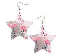 Orecchini alla moda in pelle a forma di stella, perfetti per decorazioni per feste o regali. Love Flamingo White, One Size, PVC Rame Argento, Nessuna pietra preziosa