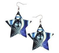 Orecchini alla moda in pelle a forma di stella, perfetti per decorazioni per feste o regali. Lupo sotto la luna bianco, One Size, Cloruro di polivinile rame argento, Nessuna pietra preziosa