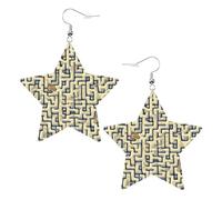 Orecchini alla moda in pelle a forma di stella, perfetti per decorazioni per feste o regali. Mappa del tesoro labirinto bianco, One Size, Cloruro di polivinile rame argento, Nessuna pietra preziosa