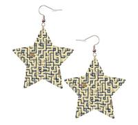 Orecchini alla moda in pelle a forma di stella, perfetti per decorazioni per feste o regali. Mappa del tesoro labirinto bianco, One Size, Cloruro di polivinile rame argento, Nessuna pietra preziosa