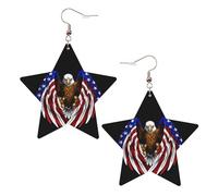 Orecchini alla moda in pelle a stella, perfetti per decorazioni o regali di festa. Bandiera USA Aquila patriottica bianca, One Size, Cloruro di polivinile rame argento, Nessuna pietra preziosa