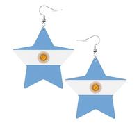 Orecchini alla moda in pelle a stella, perfetti per decorazioni per feste o regali. Bandiera argentina bianca, One Size, Cloruro di polivinile rame argento, Nessuna pietra preziosa