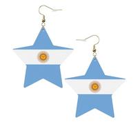 Orecchini alla moda in pelle a stella, perfetti per decorazioni per feste o regali. Bandiera argentina bianca, One Size, PVC Rame Argento, Nessuna pietra preziosa