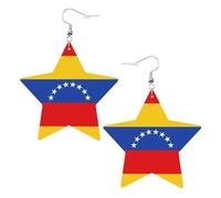 Orecchini alla moda in pelle a stella, perfetti per decorazioni per feste o regali. Bandiera del Venezuela bianca, One Size, PVC Rame Argento, Nessuna pietra preziosa