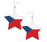 Orecchini alla moda in pelle a stella, perfetti per decorazioni per feste o regali. Bandiera della Repubblica Ceca bianca, One Size, PVC Rame Argento, Nessuna pietra preziosa