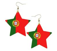 Orecchini alla moda in pelle a stella, perfetti per decorazioni per feste o regali. Bandiera portoghese bianca, One Size, Cloruro di polivinile rame argento, Nessuna pietra preziosa
