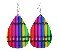 Orecchini alla moda in pelle placcata argento PVC, adatti per feste o uso personale pastelli colorati, taglia unica, pelle rame argento, senza pietre preziose
