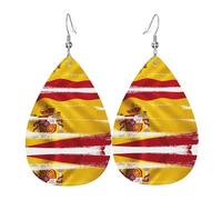 Orecchini alla moda in pelle placcata argento PVC, adatti per feste o uso personaleBandiera della Spagna, taglia unica, pelle rame argento, senza pietre preziose