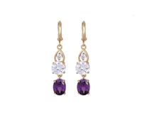 Orecchini alla moda, orecchini pendenti in oro da donna con ciondolo in zirconia cubica, gioielli semplici per zia e fidanzamento, 7x40MM, base placcata oro rosa, Zirconia cubica