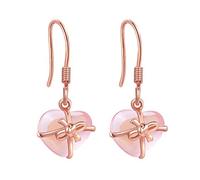 Orecchini alla Moda per Donna, Orecchini a Forma di Cuore con Pietre preziose finte a Forma di Fiocco, Orecchini a Forma di Cuore, Gioielli da Sposa da Donna - Rosa Elegante e Popolare Handy And Prof