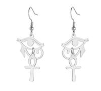 Orecchini alla moda per uomo e donna, gioielli alla moda con occhio di Horus Ankh per donne antico occhio egiziano di Horus con croce Ankh | Orecchini pendenti a doppia ala gioielli di protezione