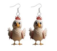 Orecchini alla moda piatti a forma di gallina, alla moda, a forma di cuore, graziosi gioielli con animali