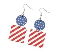 Orecchini alla moda stampati a più strati che mostrano bandiere americane paillettes decorazione per feste e uso quotidiano orecchini unici dichiarazione, Misura unica, come descritto, come descritto
