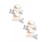 Orecchini Allende con Perle Coltivate d'Acqua Dolce Bianche a Bottone 3.5-4mm e Zirconia Bianca | Secret & You | Argento Sterling 925 Rodiato