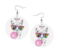 Orecchini Alpaca Che Mangia Gomma Da Masticare Alpaca Con Occhiali Arcobaleno Orecchino In Pelle Di Forma Rotonda Leggero Ciondola Gioielli Da Donna Per Ragazza Perfetto Da Indossare Tutti I Giorni