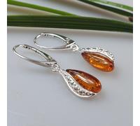 Orecchini ambra piccoli orecchini pendenti da donna gocce d'ambra fatte a...