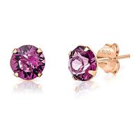 Orecchini Ametista - Punti Luce Argento 925 Placcati Oro Rosa con Cristallo 6 mm - Punto Luce Oro - Lobo Oro Rosa - Pietre Colorate