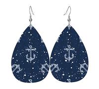 Orecchini Anchor Stripes Waves Dark Blue Pendenti Decorazioni Orecchiniin Pelle Leggeri Ciondolo Orecchio Per Donne Feste Ragazze