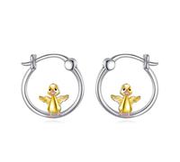 Orecchini animali per donne ragazze koala/dinosauro/polpo/maiale/volpe orecchini a cerchio orecchini in argento sterling 925 gioielli animale regalo, small, Argento sterling, Nessuna pietra preziosa