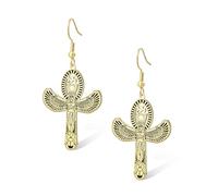 Orecchini Ankh egizi da donna in acciaio inossidabile: orecchini Ankh alati con la dea Iside, l'Occhio di Horus e lo scarabeo - Gioielli protettivi dell'antico Egitto