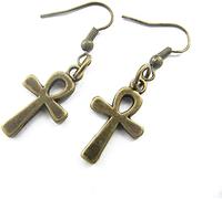 Orecchini Ankh in bronzo egiziano Orecchini croce Orecchini egiziani Ankh Orecchini crux, orecchini croce 'Key of Life' Orecchini Design attraente