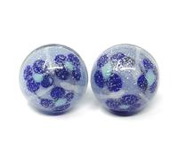 ORECCHINI ANTICA MURRINA VENEZIA, OR535A06, MEZZA SFERA, BLU, FIORI, 16mm