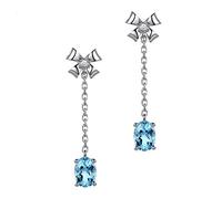 Orecchini Arco Imitazione Pietra preziosa Orecchini Temperamento Lungo ciondola l'orecchio Orecchio Ornamento Gioielli Accessori Regali per Le Donne, Blu Elegante e Popolare Fashion Book