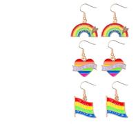 Orecchini arcobaleno per donne orecchini Lesbian Pride Donne Uomini Gay Rainbow Orecchini Set Donne Fidanzata Orecchini LGBTQ 3 paia