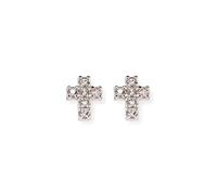Orecchini Argento 925 Amen - Collezione Rosari - Colore Rodio - Misura Unica Orecchini A Lobo Zirconi Bianchicroce