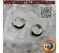 Orecchini Argento 925‰ cerchi lisci bombato con zircone bianco da 5 x 12 mm (cla
