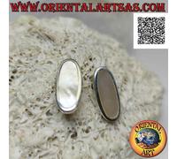Orecchini Argento 925‰ da lobo con madreperla ovale piatta a filo bordo liscio