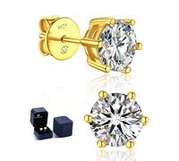 Orecchini Argento 925, MomentWish 1Carat Moissanite Diamond Orecchini Donne, VVS1 D ColorGold Placcato Orecchini mith Scatola Regalo Gra Certifika Gift Friend