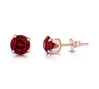 Orecchini Argento 925 Placcati Oro Rosa 18K con Cristallo Rosso Rubino - Punto Luce Orecchini Rossi a Lobo - Brillanti e Colorati - Diametro 6 mm