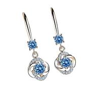 Orecchini Argento Bambina Cerchio di temperamento tempestato di diamanti lunghi caldi Orecchini Zirconi (Blue, One Size)
