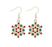 Orecchini Argento Donna Brilla in inverno: ganci per orecchini e a forma di fiocco di neve in stile europeo e raffinato illuminano il tuo stile alla moda (Green, 4. 5X4. 5CM)