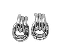 Orecchini Argento Donna Orecchini a cerchio irregolari dorati per pendenti multistrato dal design geometrico astratto moderno (Silver, One Size)