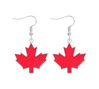 Orecchini Argento Orecchini a forma di d' rossa con bandiera canadese. commemorativi per la festa. da donna per celebrare il della festa. (Red, 4. 4cm)
