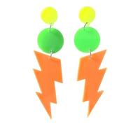 Orecchini Argento Orecchini pendenti in acrilico per ragazze, alla moda, per feste punk, rave, discoteche, festival, gioielli luminosi (Orange, One Size)