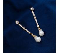 Orecchini Art Deco Titanic Con Perle Di Conchiglia E CZ 5A In Oro O Argento