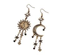Orecchini artistici unici a forma di luna e sole, con nappe lunghe, gioielli di ispirazione vintage, accessori per le orecchie per donne e ragazze, orecchini alla moda da donna