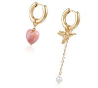 Orecchini asimmetrici a forma di cuore e uccello, in lega di zinco, ipoallergenici, alla moda, da donna, moderni, asimmetrici, di ispirazione vintage, Misura unica, come descritto, come descritto