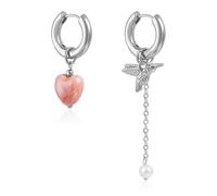 Orecchini asimmetrici a forma di cuore e uccello, in lega di zinco, ipoallergenici, alla moda, da donna, moderni, asimmetrici, di ispirazione vintage, Misura unica, come descritto, come descritto